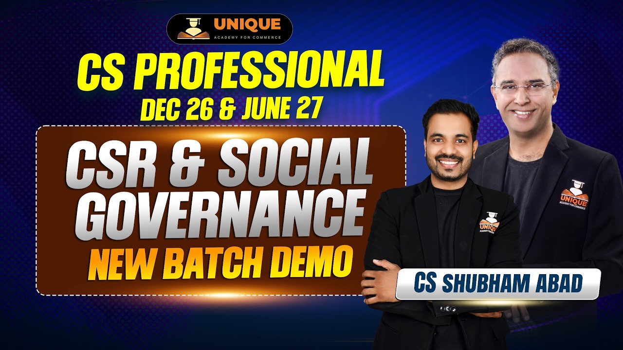 CS Professional | CSR | Dec 26 & June 27 | New Batch Demo Lec 1 | CS Shubham Abad