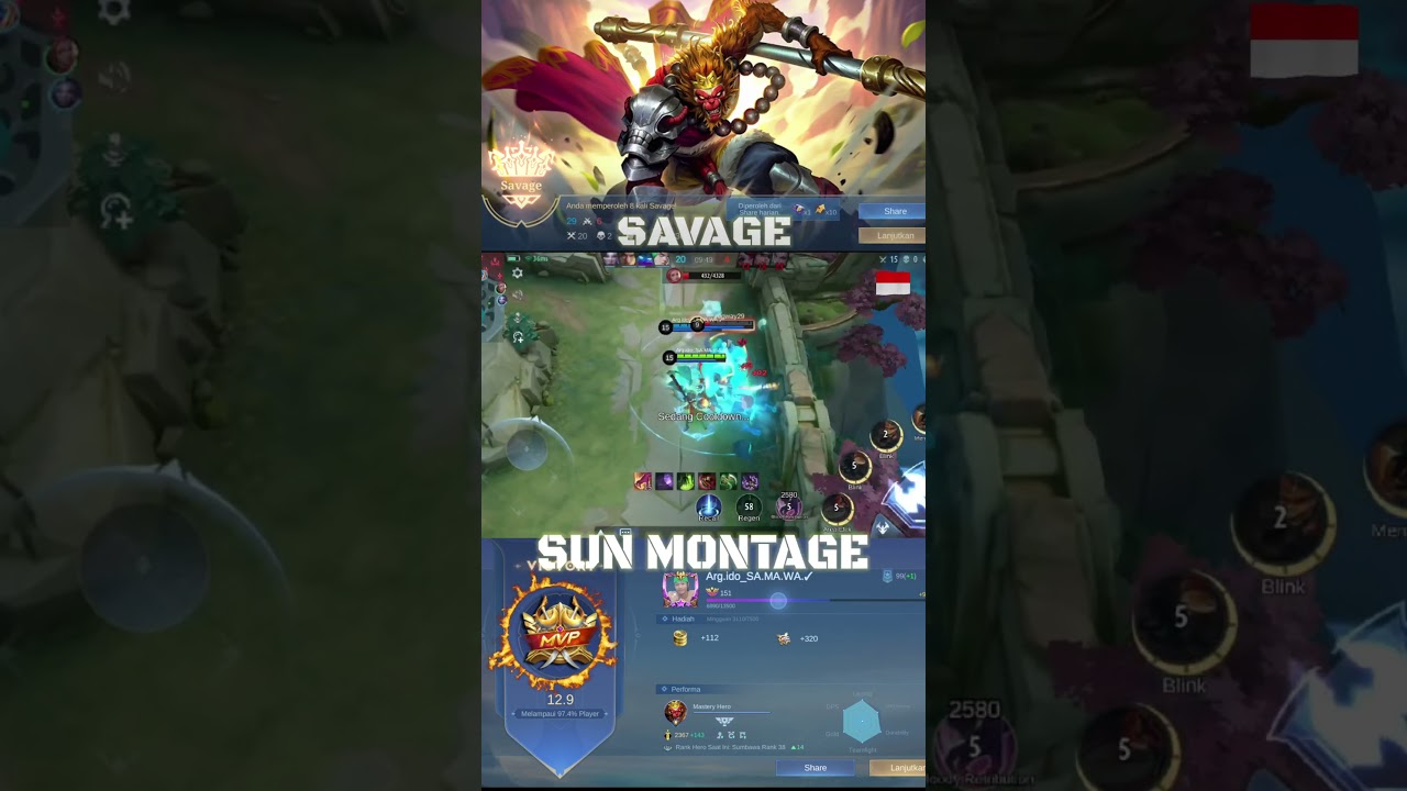SUN MONTAGE IS BACK, Savage di Arena MYTIC BINTANG 46 #gaming #mlbb #moonton #SUN