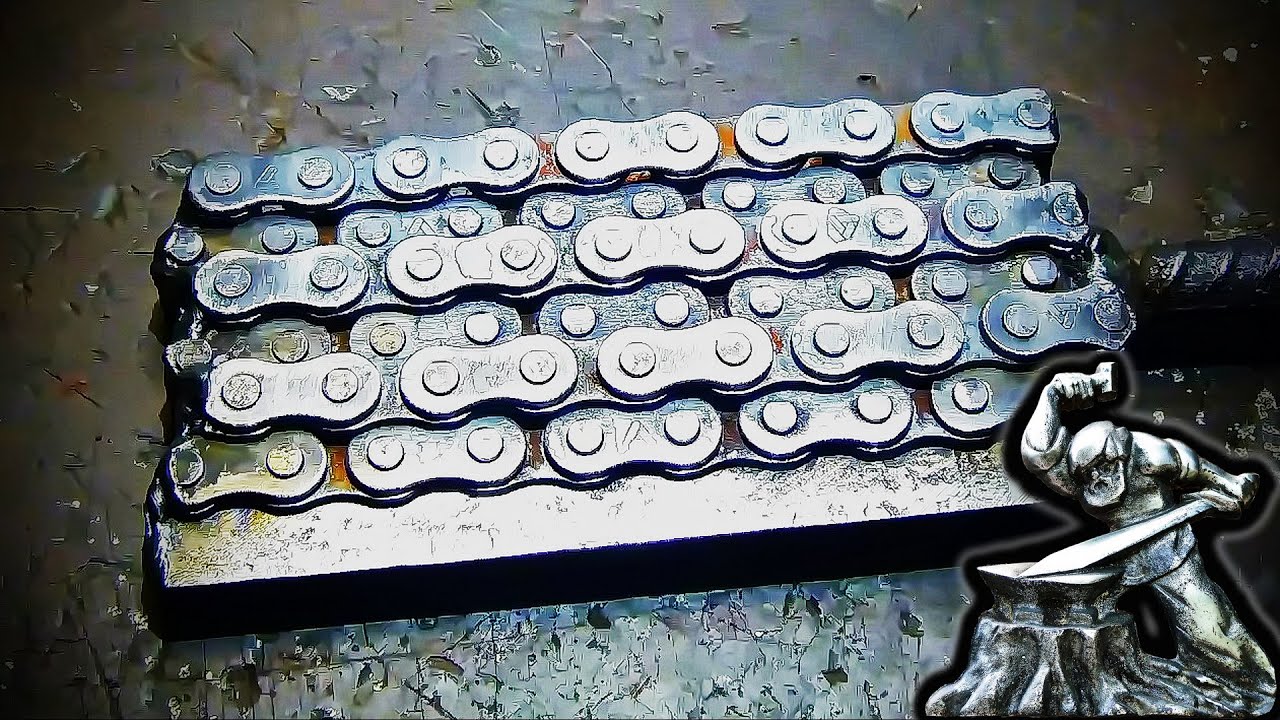 Дамаск из цепи полный процесс (ножи)