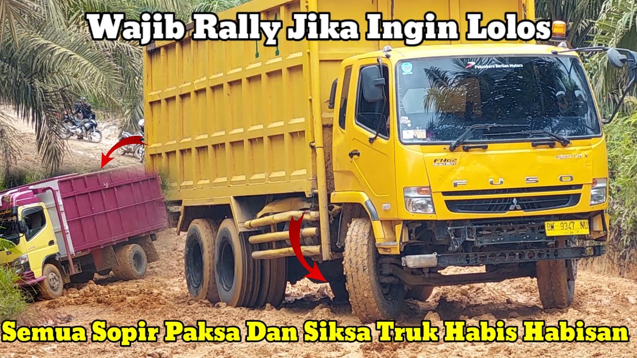 Wajib Rally ||Semua Sopir Paksa & Siksa Truk Hingga Ban Berasap Agar Lolos Ditanjakan Super Licin