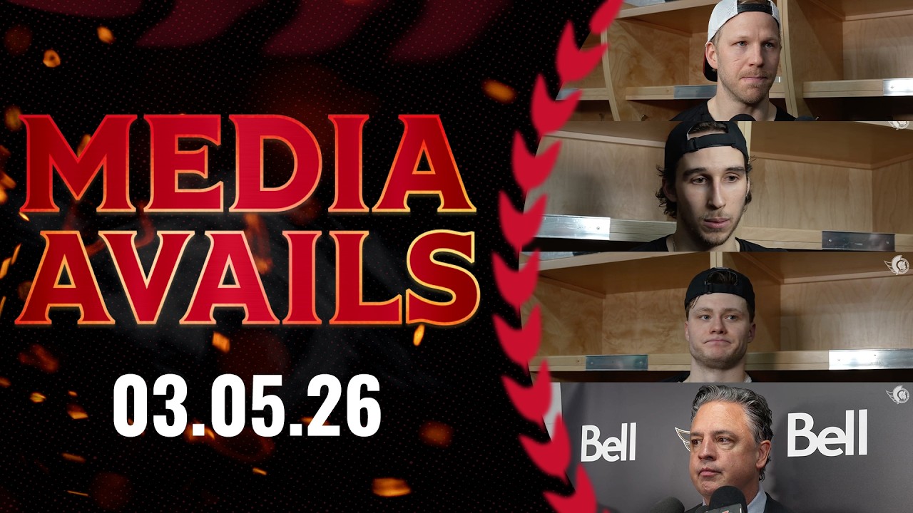 Lars Eller, Dylan Cozens, Tim Stützle, Travis Green Postgame Media vs CGY