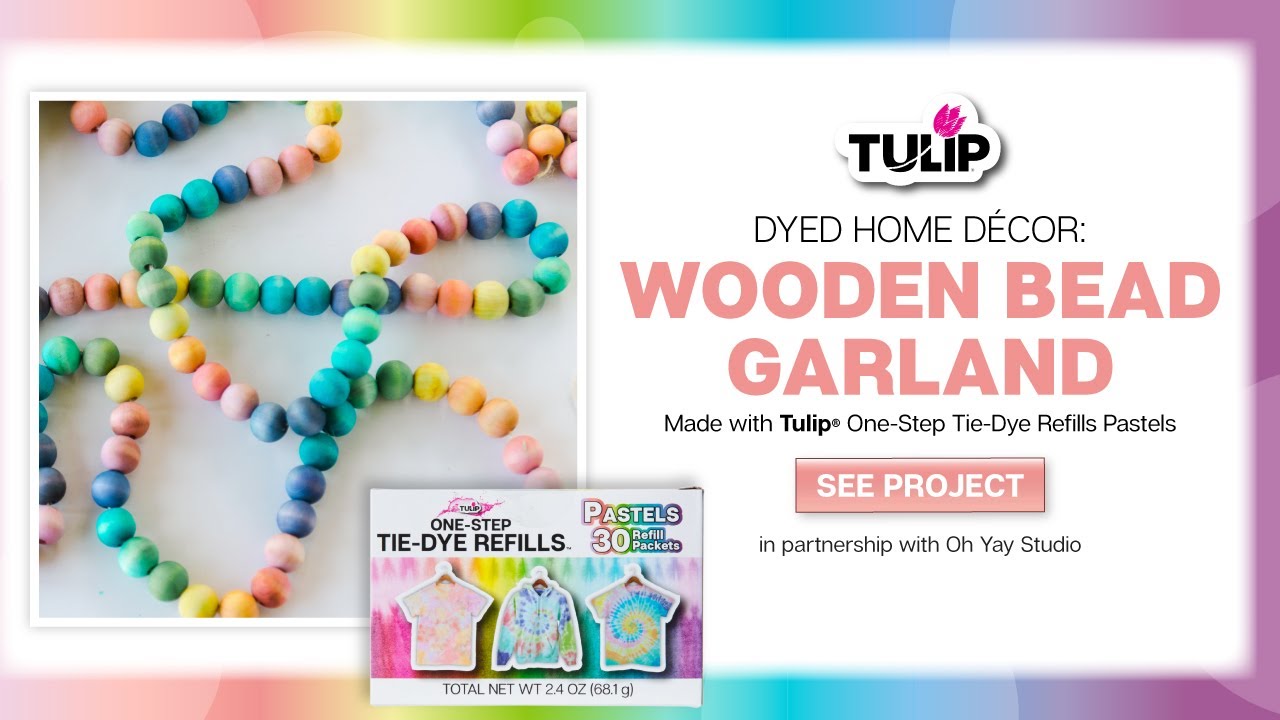 Tie-Dyed Wooden Bead Garland