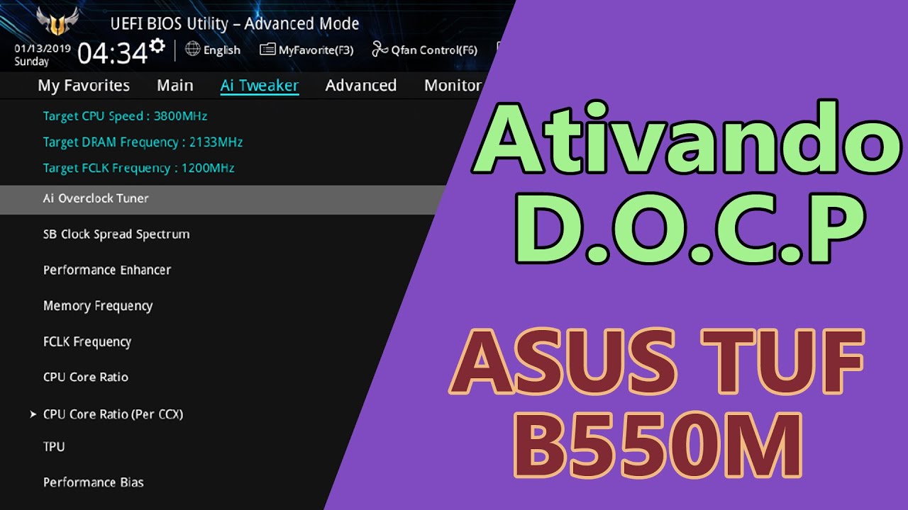 Ativando o XMP/D.O.C.P na ASUS TUF GAMING B550M PLUS WIFI