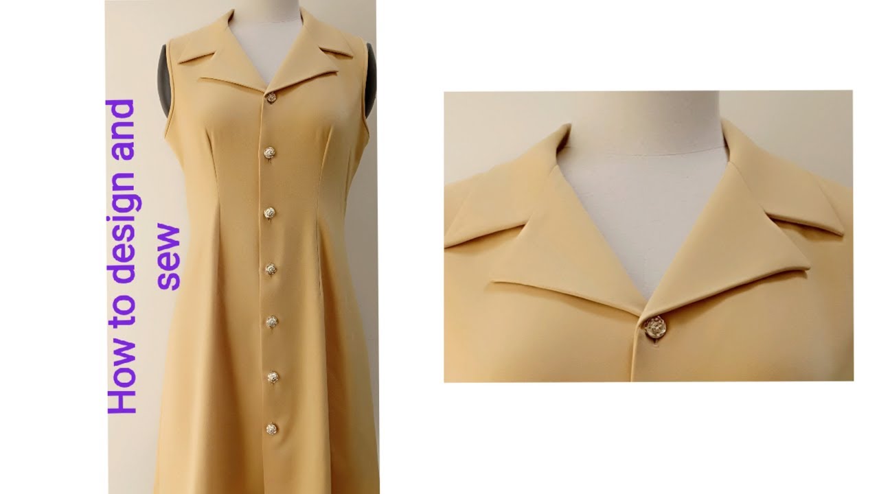 Diy coat collar cutting and stitching, made a dress /Sewing dress patterns making tutorials
