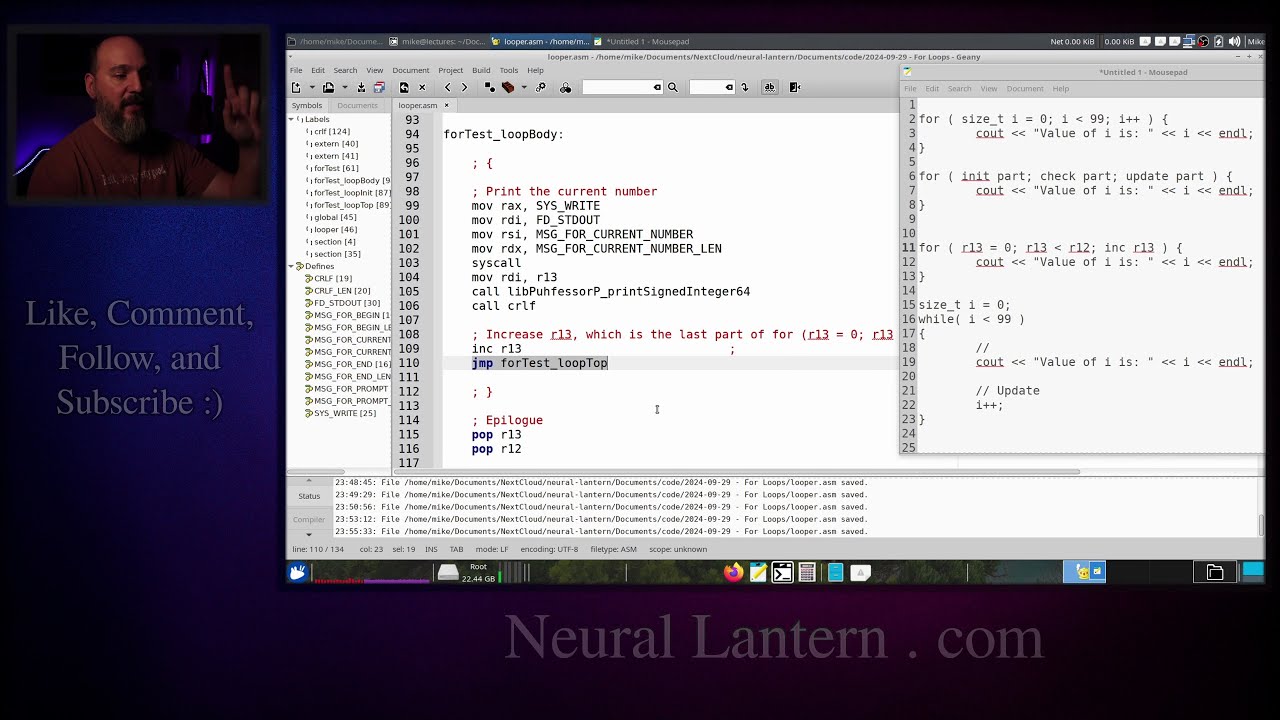 x86-64 Assembly For Loops Explained - YASM Tutorial