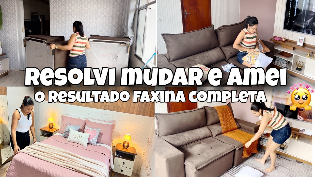 MUDEI E AMEI -FAXINA COMPLETA NA SALA + MUDEI O SOF&Aacute; 😱 VOC&Ecirc; N&Atilde;O VAI ACREDITAR!#mudei #vidadecasada 