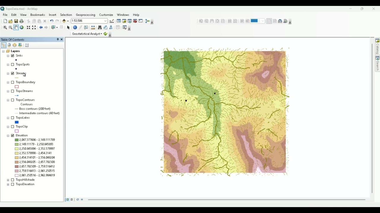 Topo to Raster for creating hydrologically correct surface using ArcGIS Desktop #gis #map #arcgis
