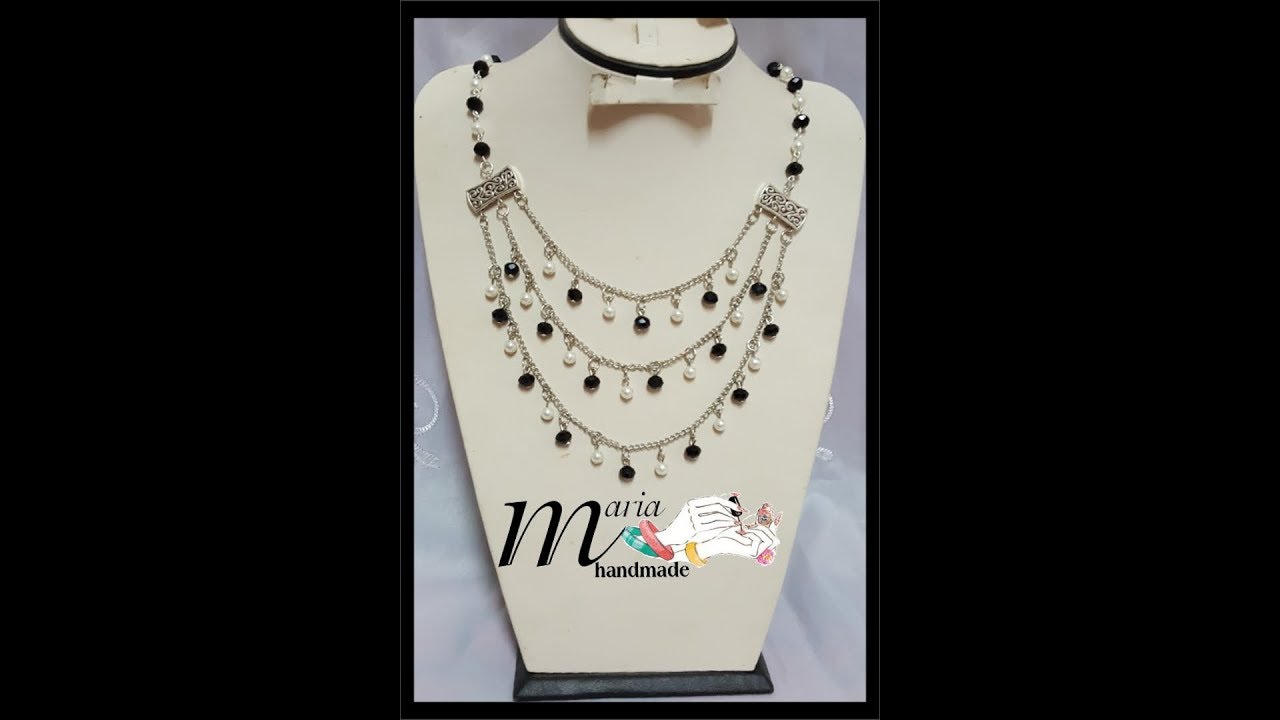 تعليم اكسسوارات بنات هاند ميد / طريقه عمل كوليه ثلاث ادوار بطريقه سهله جدا كالمحترفين الجزء الاول