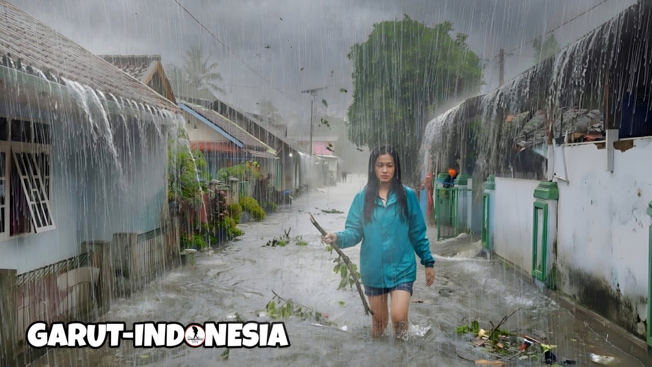 Gwałtowny deszcz sprawia, że ​​na ulicy domowej panuje chaos | RELAKSUJĄCY DESZCZ ASMR ☔