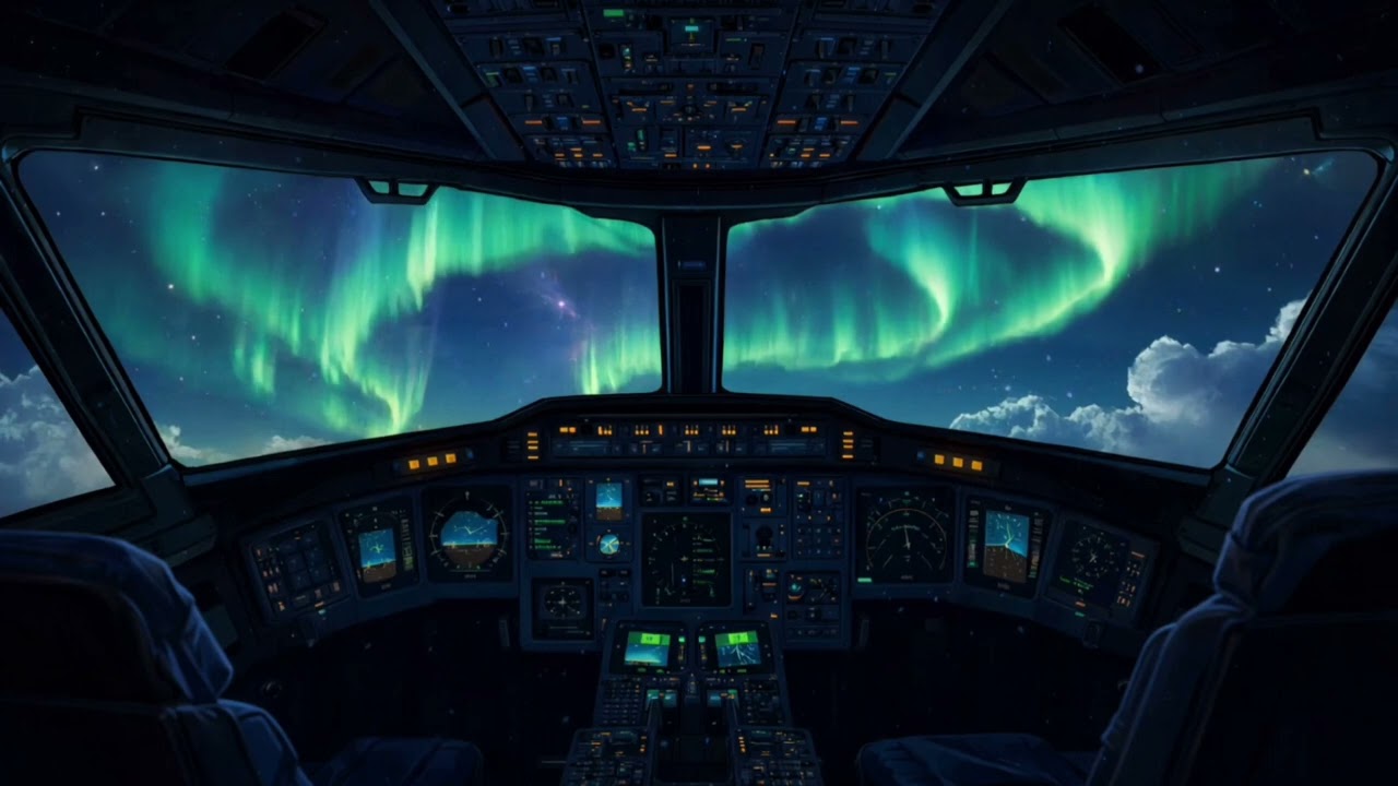 Over the Aurora | Cockpit View of the Northern Lights at High Altitude (3 Hours)