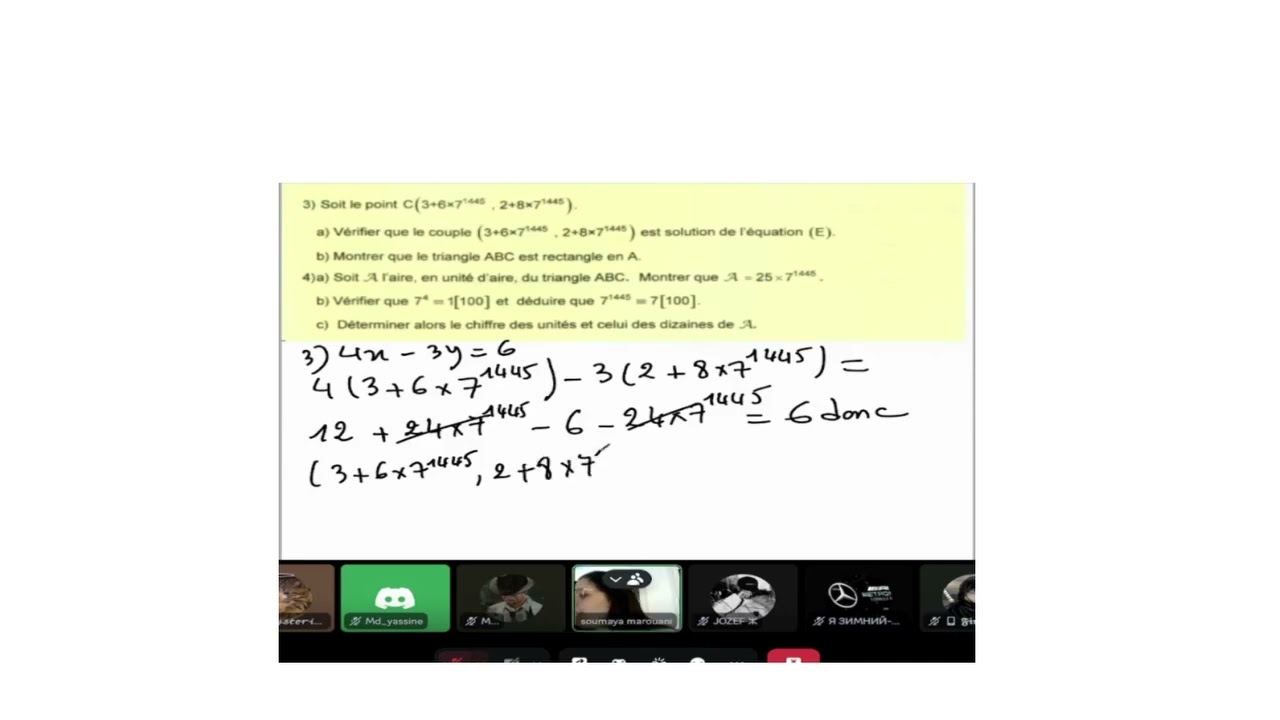 Live avec mes élèves du bac info correction arithmétique