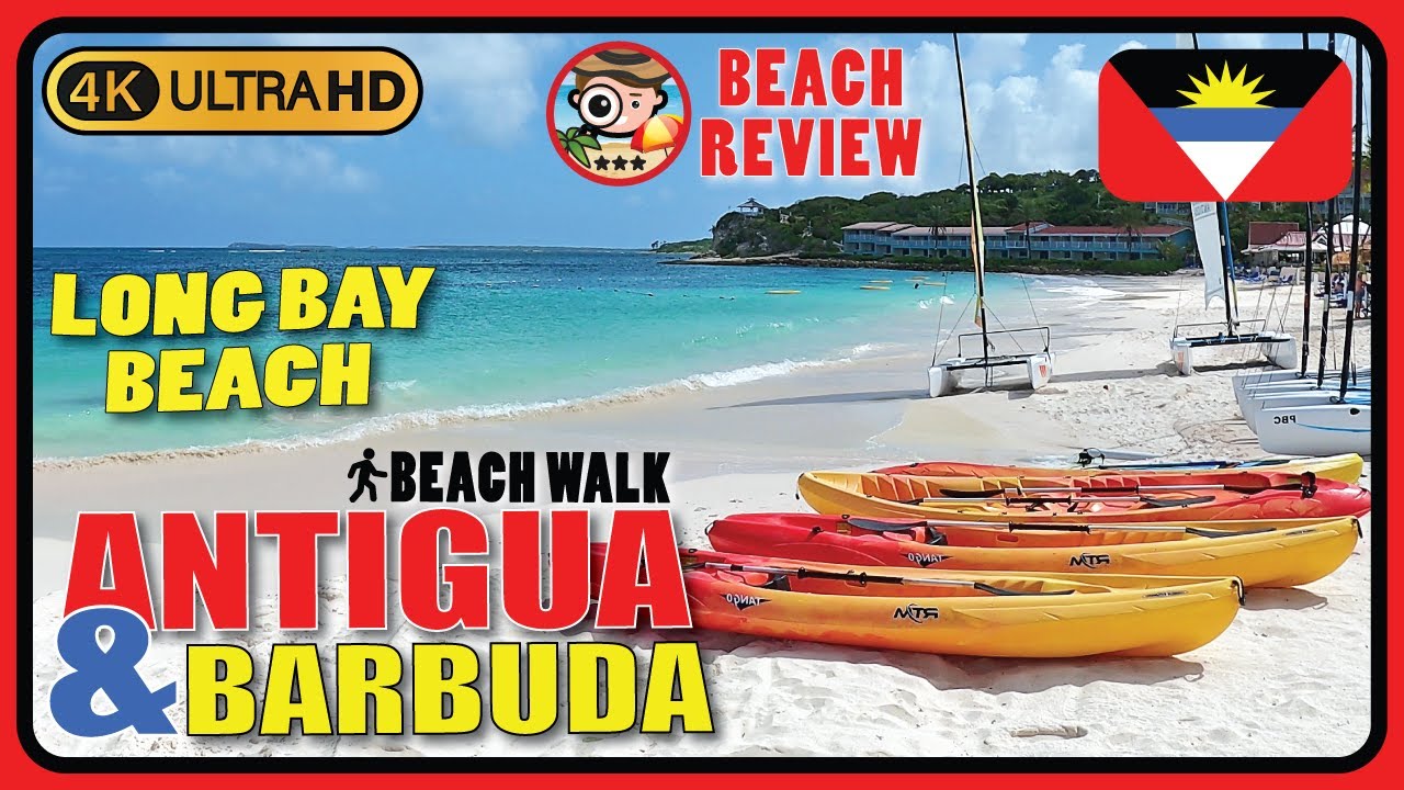 Long Bay Beach Antigua & Barbuda 🇦🇬 (Nice tranquil beach!) 4K Walking Tour / Beach Walk & Review