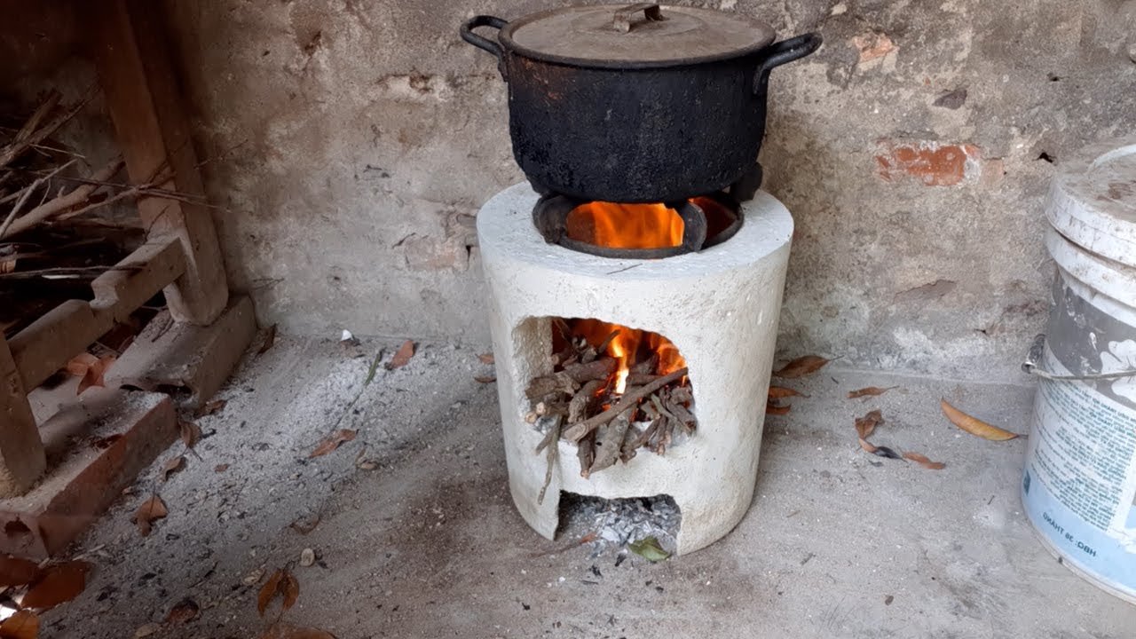 Cement Craft Ideas - How To Make A Concrete Rocket Stove From Cement At Home ?