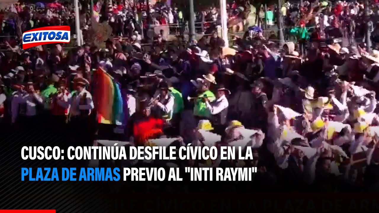 🔴🔵Cusco: Continúa desfile cívico en la Plaza de Armas previo al "Inti Raymi"