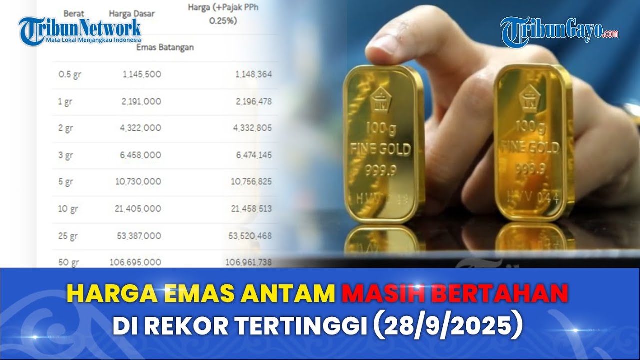 Harga Emas Antam Masih Bertahan di Rekor Tertinggi (28/9/2025)