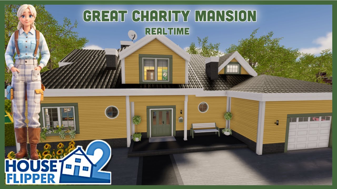 Great Charity Mansion Full Build and Tour, Realtime, House Flipper 2