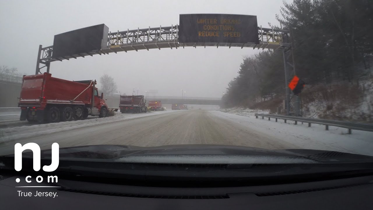 Take a treacherous snow-covered drive along I-78 during blizzard