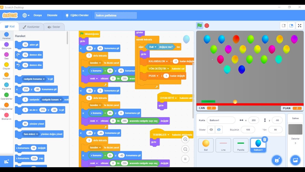 Scratch Programında Balon Patlatma Oyunu #KodlaÖğren #Scratch #OyunKodla