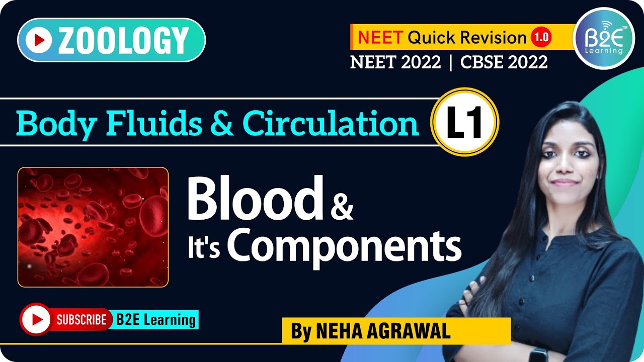 L-1 Body Fluid and Circulation | Zoology | B2E Learning | NEET | Neha Ma'am
