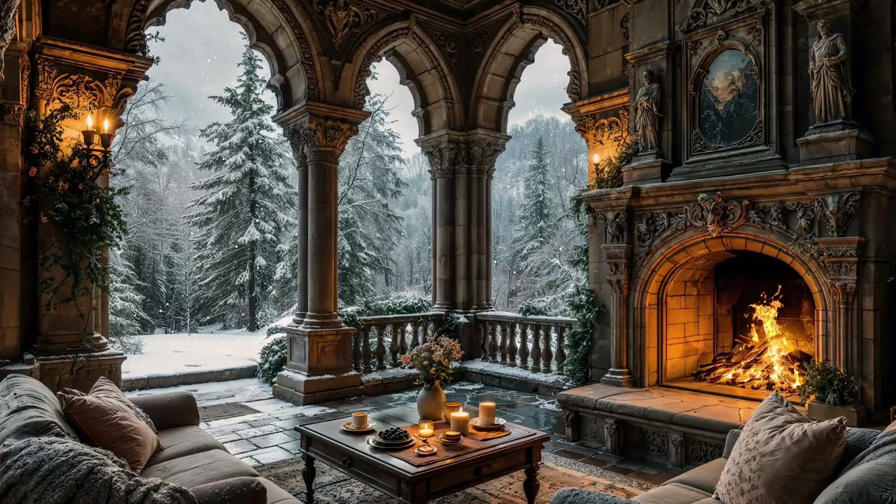 By the Fire in the Castle Library - Cozy Reading Ambience for Study, Relaxation & Sleep