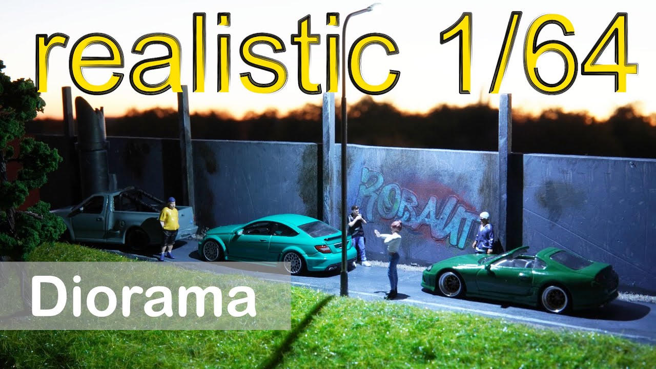 Build an realistic 1/64 Road Car Meeting Diorama for Hot Wheels and Matchbox