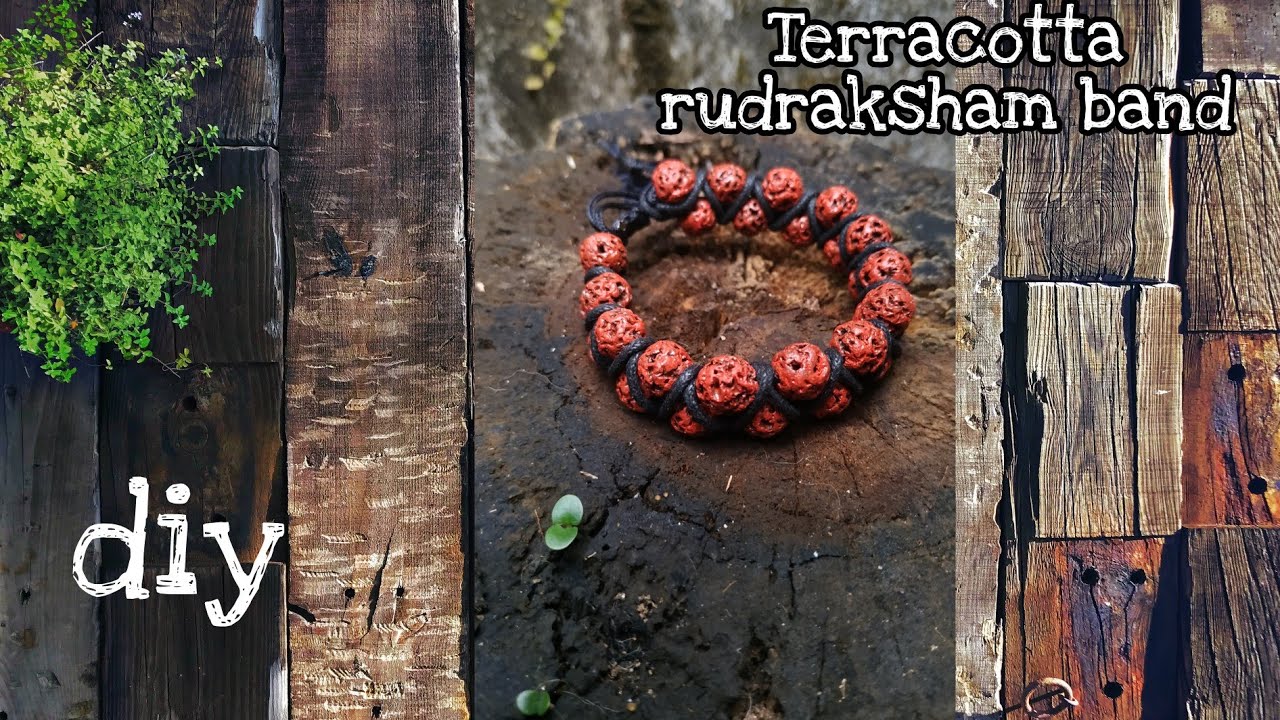 Rudraksham band | diy rudraksh bracelet | handmade terracotta rudraksham bracelet | bracelet at home