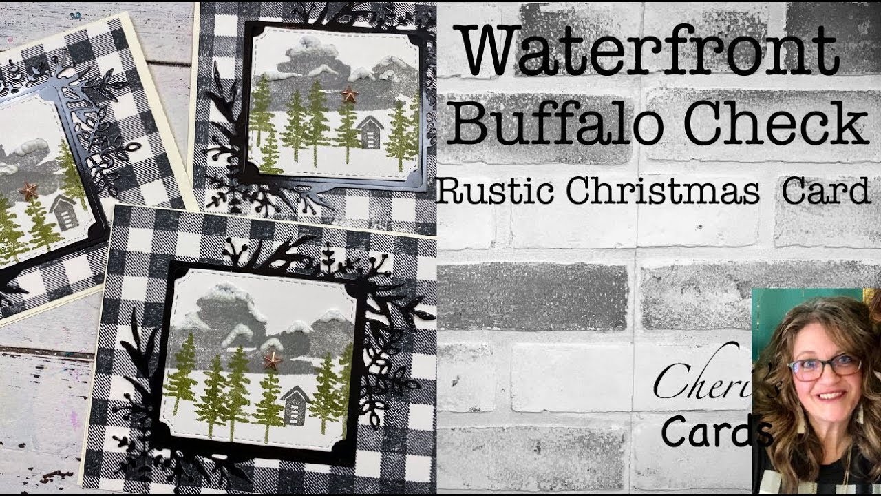 Buffalo Check Waterfront Rustic DIY Christmas Card w/ Frosted Frames