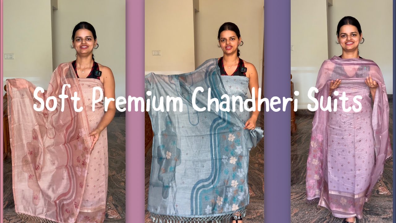 EPI 459|SOFT CHANDHERI SILK SUITS|PARTY-WEAR|SUMMER COLLECTION @curatedvault #jamdhani #chanderisilk