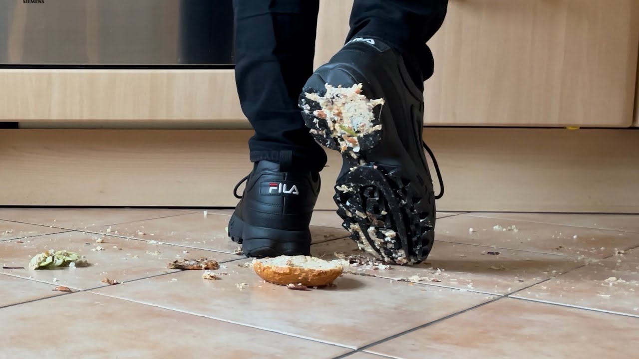 Working in the kitchen, stepping on what’s on the floor.