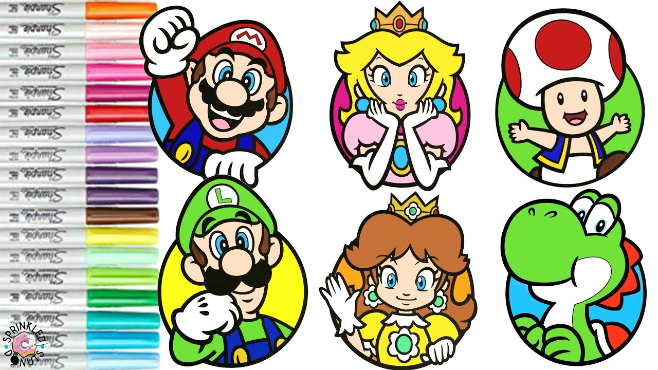 Super Mario Bros Coloring Book Compilation Nintendo Mario Luigi Princess Peach Princess Daisy Yoshi