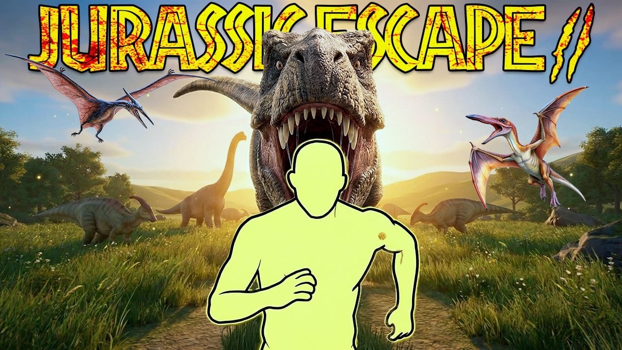 JURASSIC WORLD ESCAPE 2 🦖 Immersive Interactive Warm Up | ADVENTURE WORKOUT | RUN FROM THE T-REX!