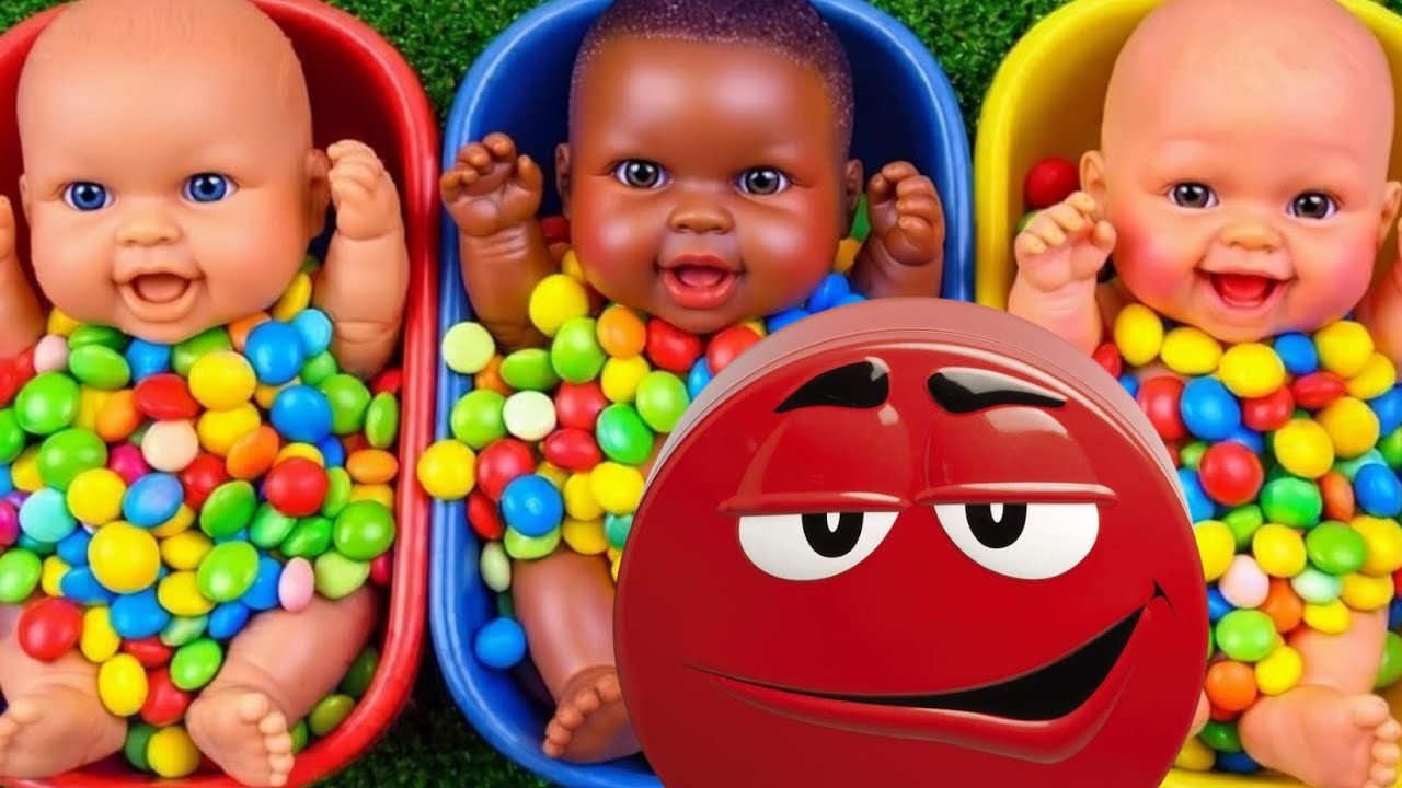 7 Minutes Satisfying with Full of 3 Rainbow BathTubs Candy with M&M's & Magic Slime Cutting Video