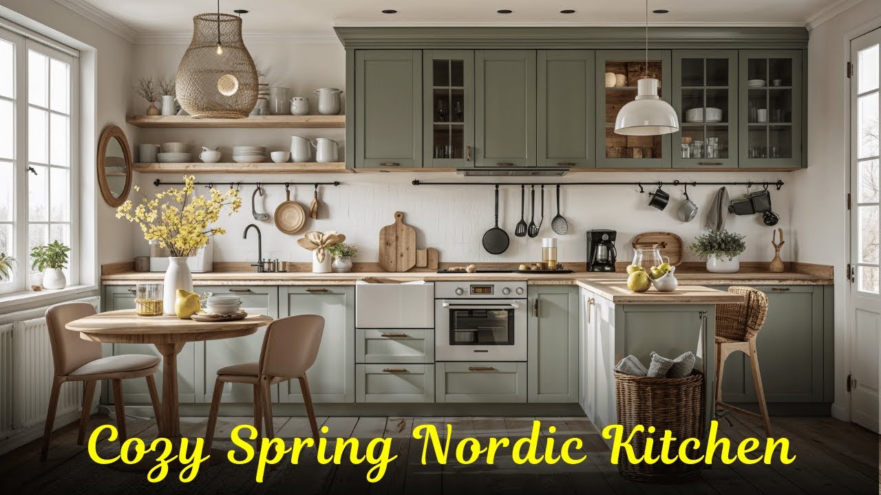 Cozy Spring Nordic Style Small Kitchen Decor 2025 | Scandinavian Design