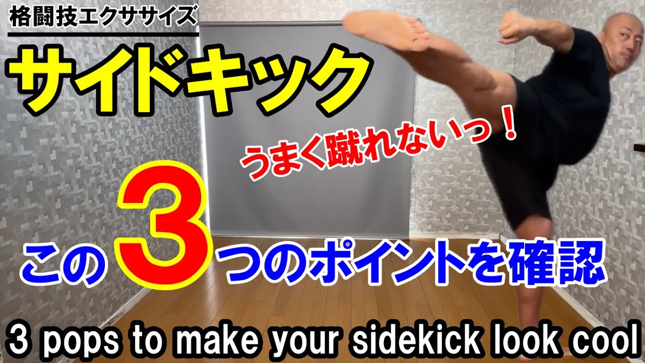 サイドキックのやり方！蹴れない時に確認する3つのポイント！3 pops to make your sidekick look cool【格闘技エクササイズ動作ポイント】