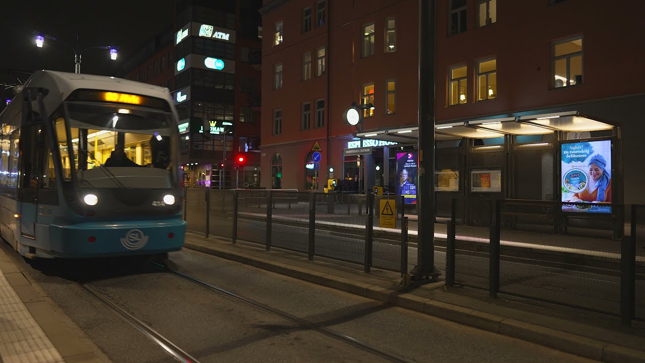 Sweden, Stockholm, tram night ride from Sundbybergs centrum to Alvik