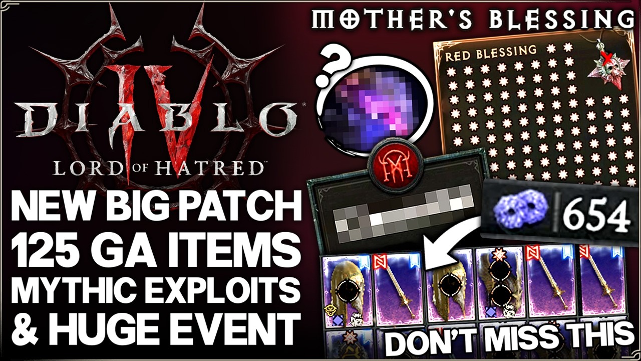 Diablo 4 &mdash; ВНИМАНИЕ: новый крупный патч, бесплатные мифические предметы, предметы со 125 GA, собы...