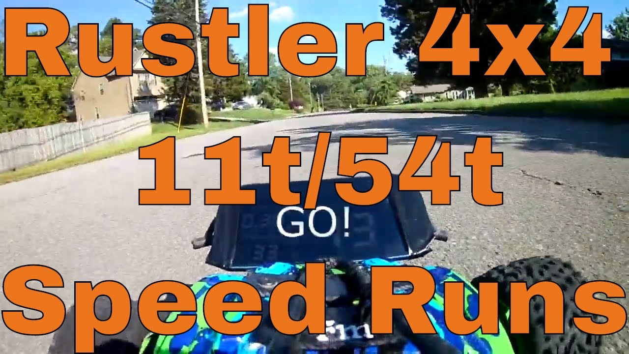 Traxxas Rustler 4x4 VXL #20 - Speed Runs 11t/54t, 17t/54t, w/Alum Upgrades 6.5lbs, 3S, 75C, 6500ma