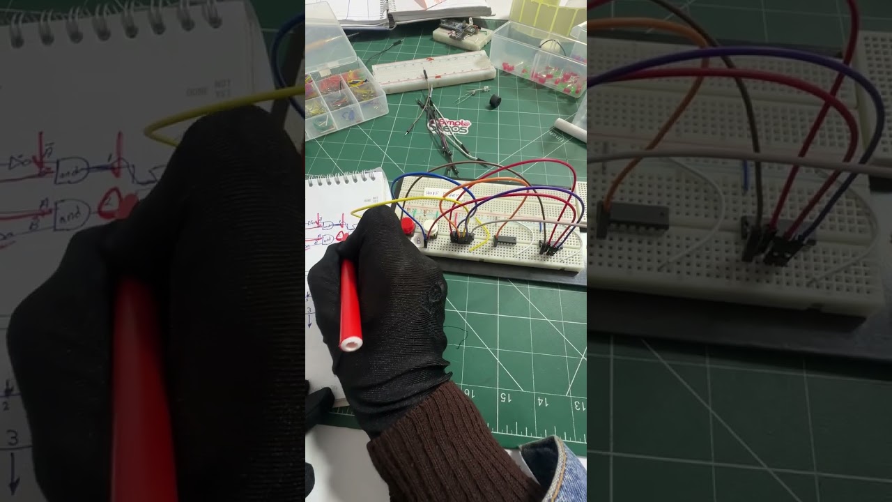 Logical designe (Half Adder with basic gates تركيب عملى تفصيلى) كورس التصميم المنطقى العملى 