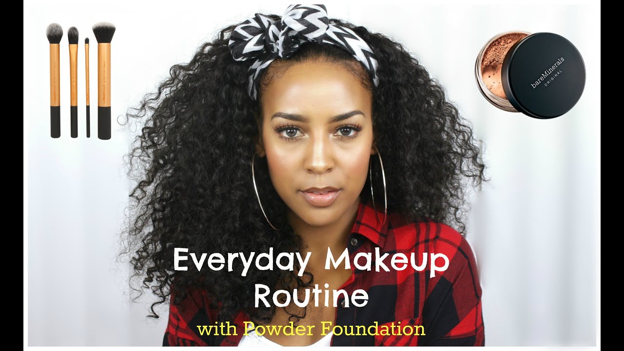 Everyday Makeup Routine for Work with Powder Foundation