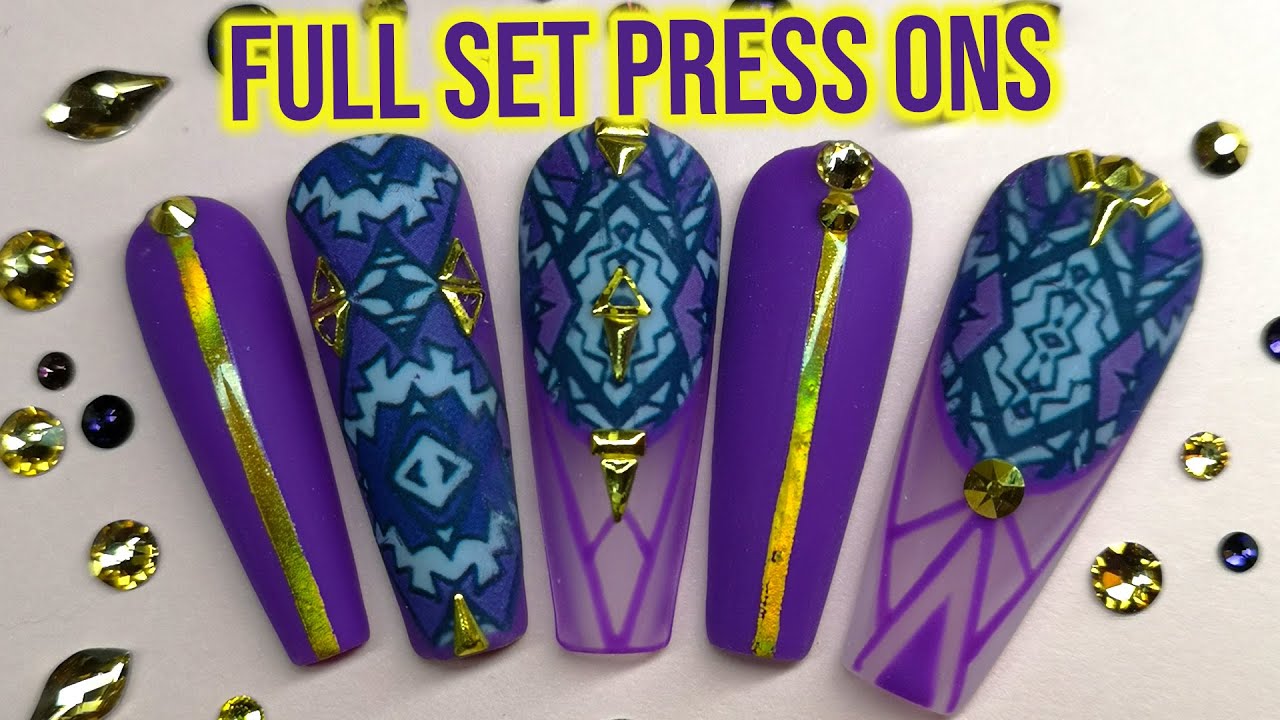 Full Set of Press-ons with Geometric Foil