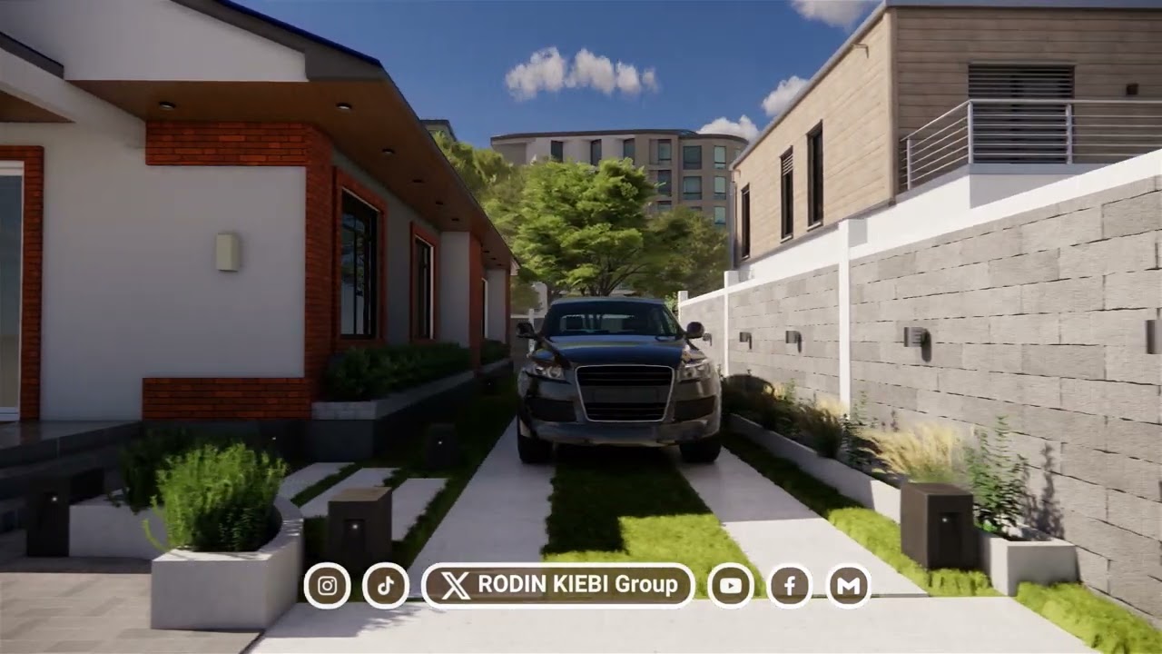 Rendu 3D Réaliste d’une Maison Moderne | Façade + Cour Extérieure Design