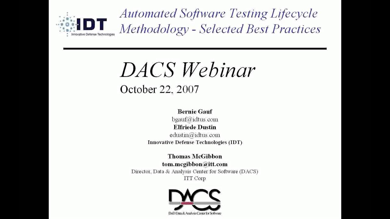Automated Software Testing Lifecycle Methodology - Selected Best Practices