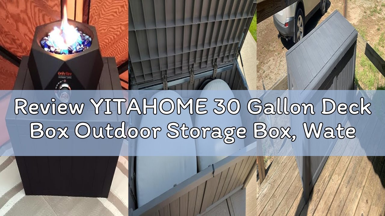 Review YITAHOME 30 Gallon Deck Box Outdoor Storage Box, Waterproof Resin Package Delivery and Storag