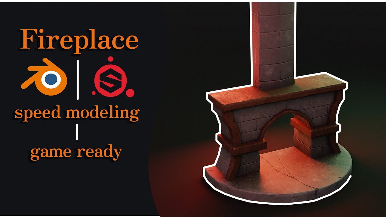 Modeling Stylized Lowpoly Fireplace for Game | Blender