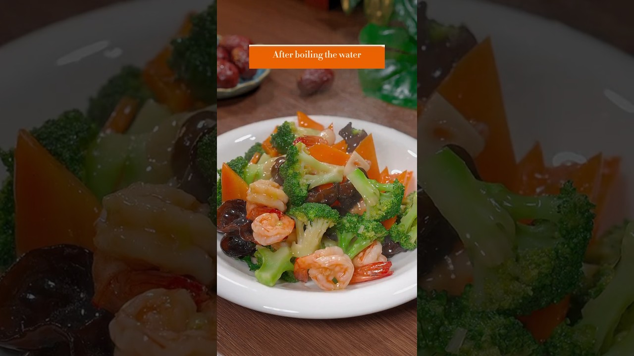 Рецепт жареных креветок с брокколи #foodie #broccoli #chineserecipe #shrimp