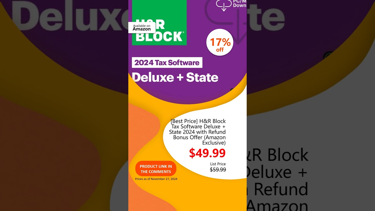 [Best Price] H&R Block Tax Software Deluxe + State 2024 with Refund Bonus Offer (Amazon Exclusive)