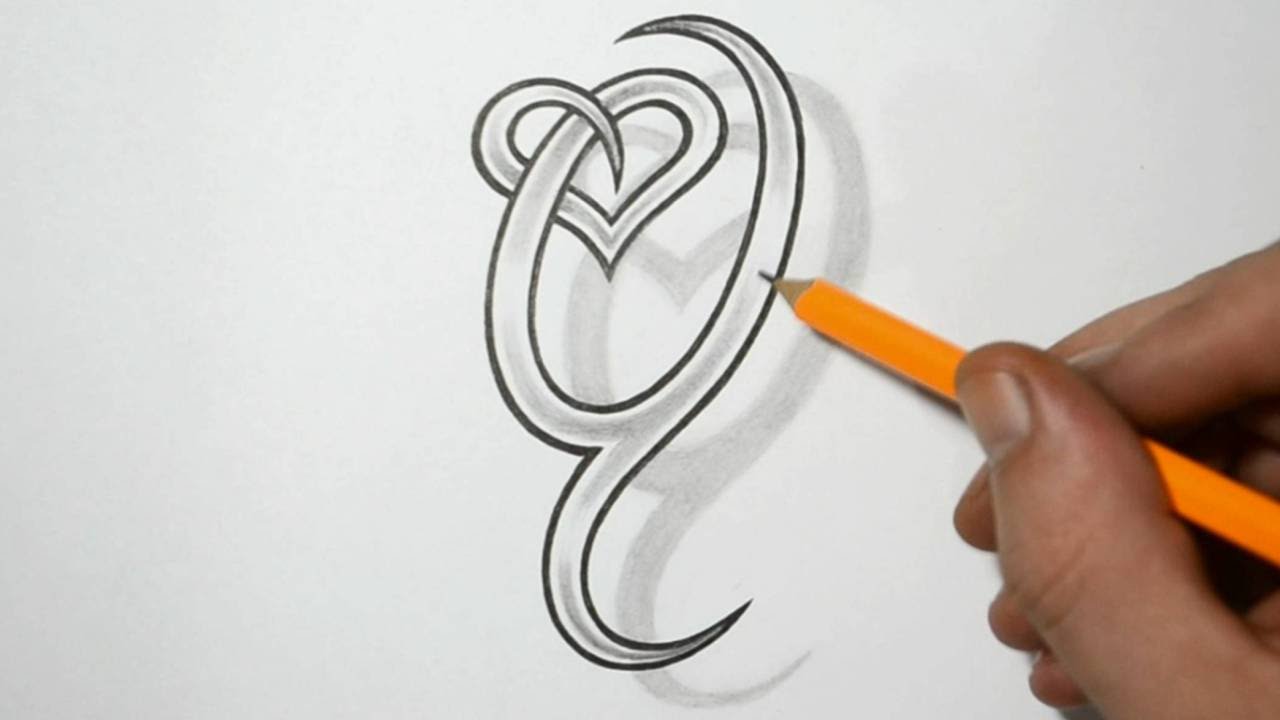 Letter Q and Heart Combined - Tattoo Design Ideas for Initials