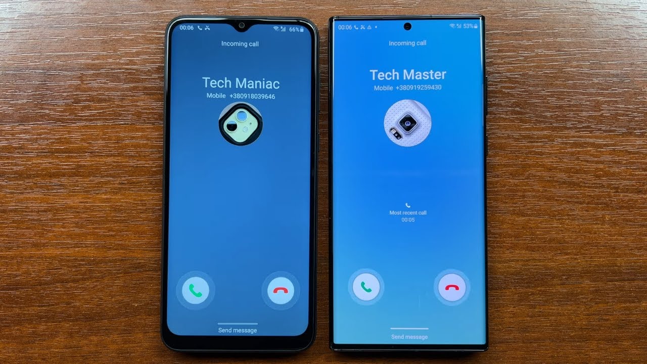 Samsung Galaxy A03 Core vs S22 Ultra Incoming Call Over the Horizon 2021 & 2022 (Android 11, 12)