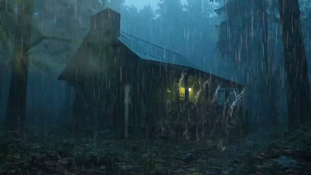 HEAVY RAIN at NIGHT on Roof to Sleep Deep and Sleep Fast ⚡ Soothing Rain to Relax & Study, ASMR