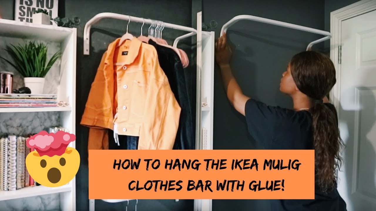 How To Hang The Ikea Mulig Clothing Bar WITH GLUE 😳 | 2019 Bedroom Update | * i almost cried*
